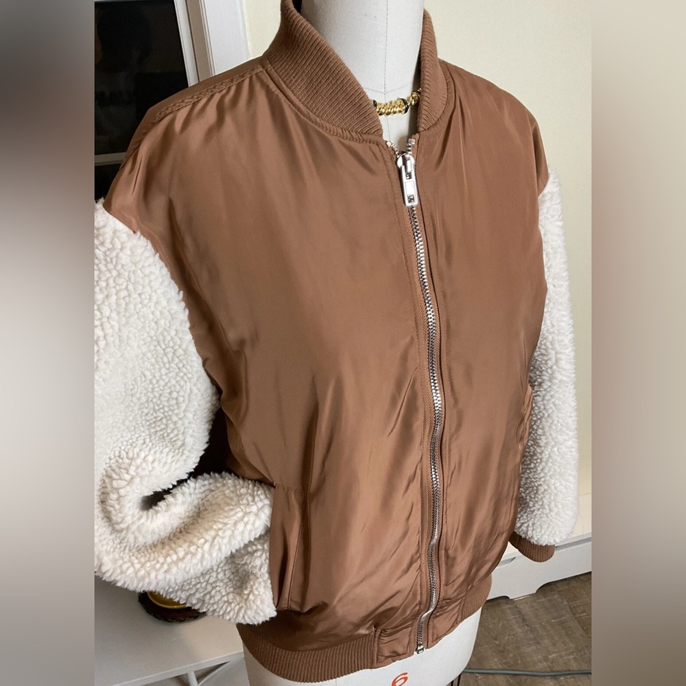 BB Dakota Tan Quilted Bomber Jacket - Picture 7 of 8